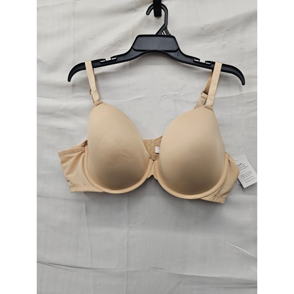 Auden Womens Demi Coverage Lightly Lined T-Shirt Bra Beige Nylon Blend Size 42C